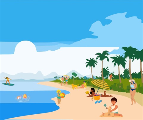 generic beach cartoon