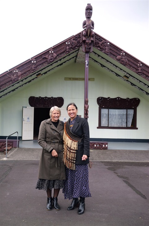 Jeanette Wikaria with her mum at Matai Whetū Marae.
