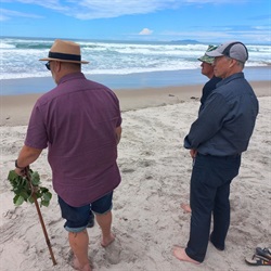 Kaumatua, Mayor Len Salt and Frank Thorne at Opoutere Beach..jpg