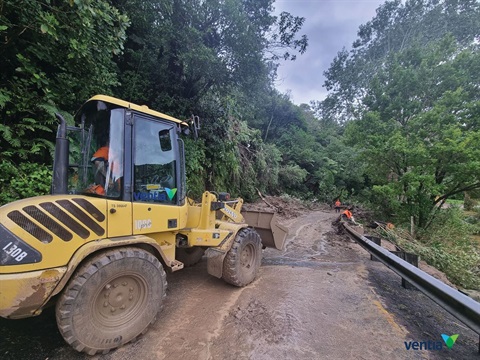 Digger clearing road February 2023