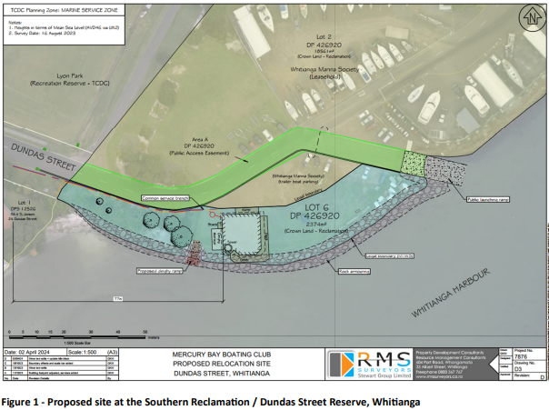 Mercury Bay Boating Club relocation map April 2024.png