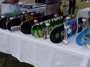 Skateboards ready for giveaways